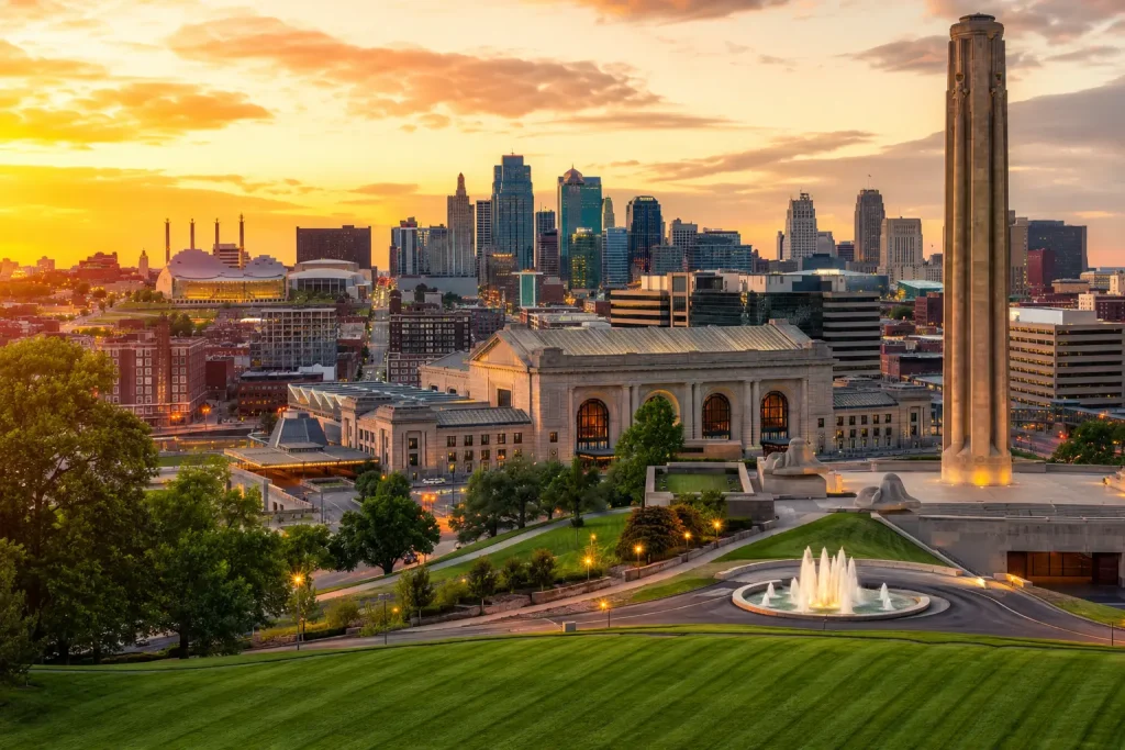 Kansas City skyline at sunset